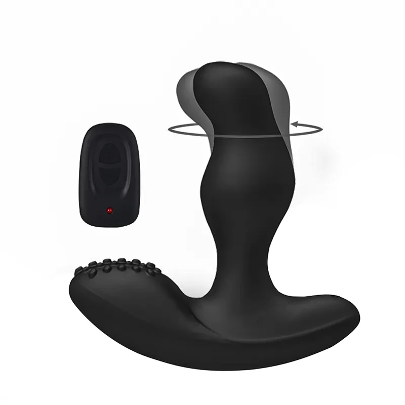 LEVETT Silicone 16+3 Modes 360 Degree Rotating Head Stimulator Male Anal Plug Prostate Massager Remote Controller Operation for Flirting Adu