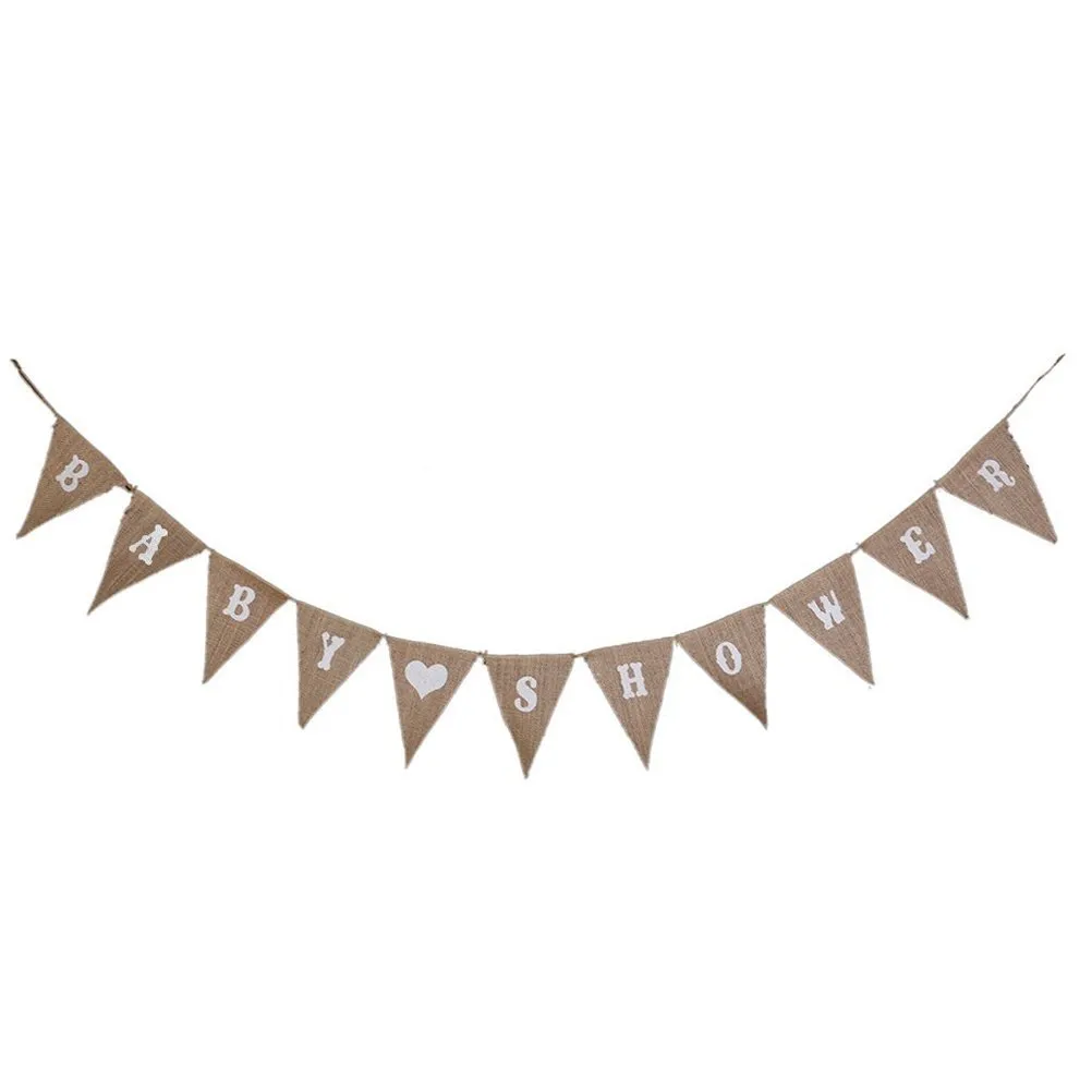 BABY SHOWER Hessian Bunting Banners Party Decoration Flags