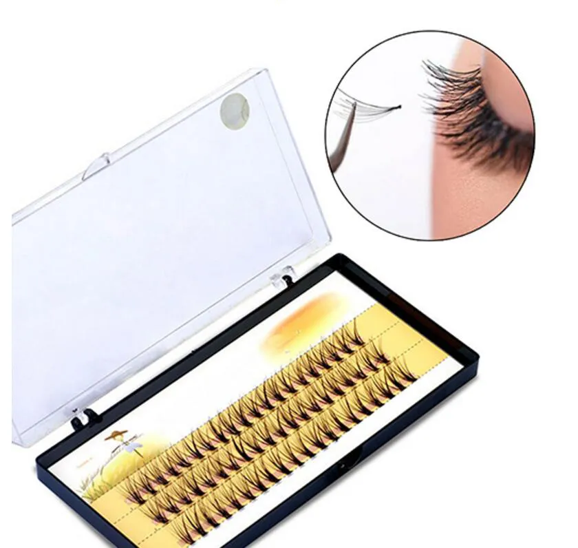 3D False Eyelashes 614mm individuella fransar Feather Plastic Cotton Stalk Enkel kluster Planterar ryska premade volumögonfransar E8492982