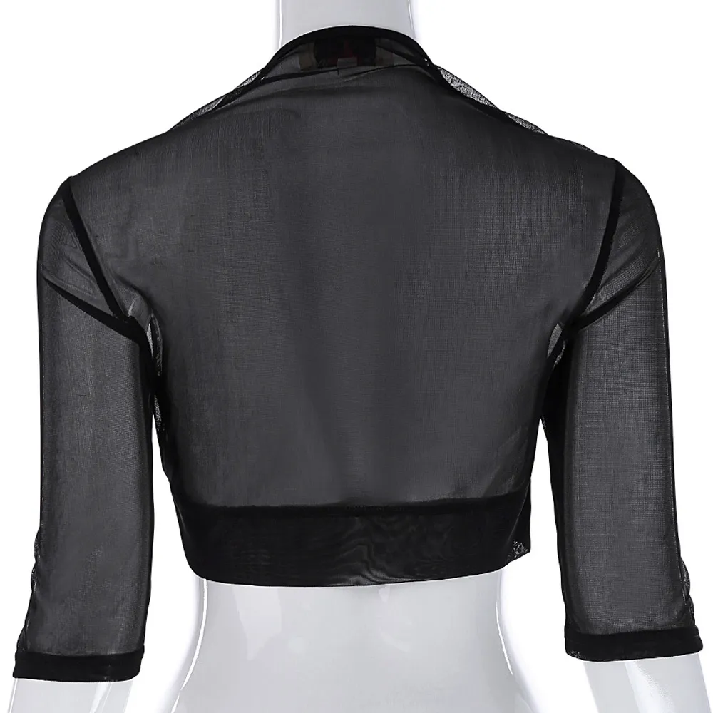 Jacket Bolero Jacke Chiffon Schwarz Grace Karin Chiffon Bolero