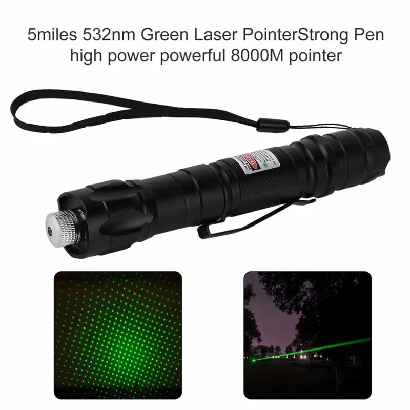 Puissant Pointeur Laser Vert 8000 Mètres, Stylo Étoiles Avec