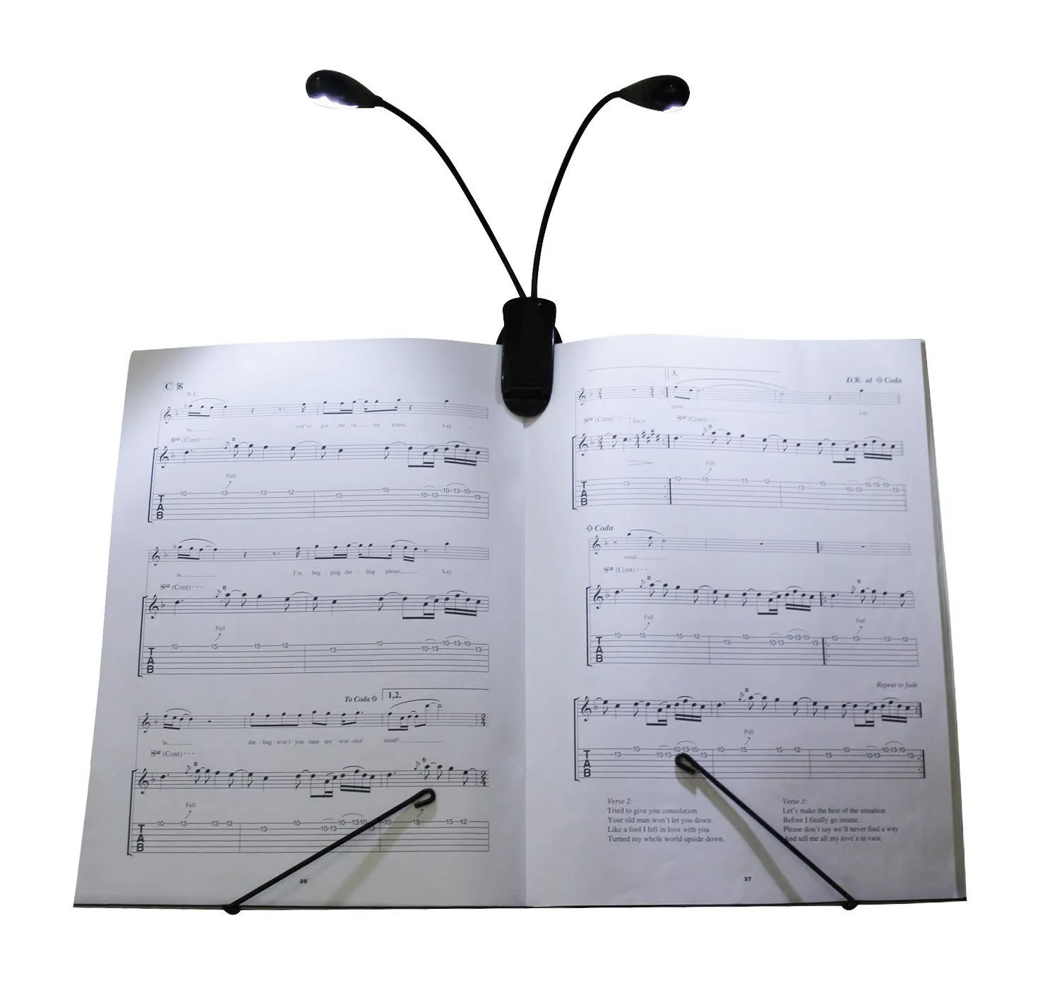 Gadget Flexível Clip-On Clip-On Dual LED 2 Armões Musical Stands Leitura Leitura Ebook Lâmpada de Luz para Ler Livros Stand de Música, Laptops Rápido Navio