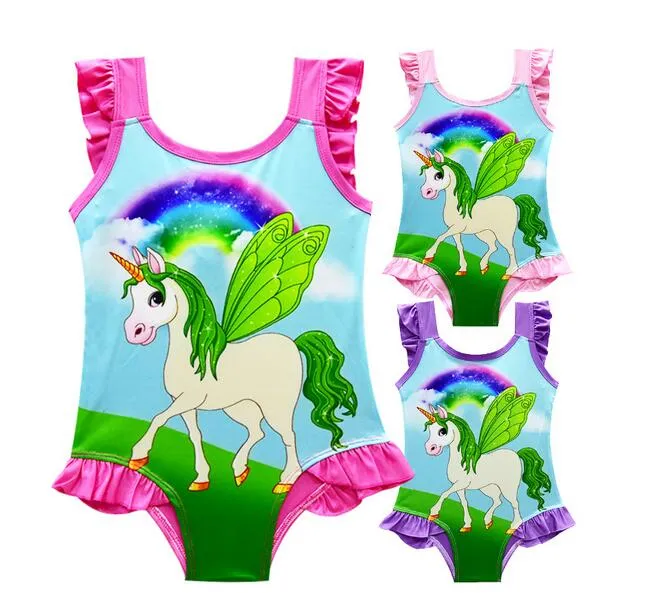 2018 6 design INS Unicorn Swimwear One Piece Bowknot Swimsuit Bikini Big Kids Summer Cartoon Infant Swim Bathing Suits Beachwear6565551