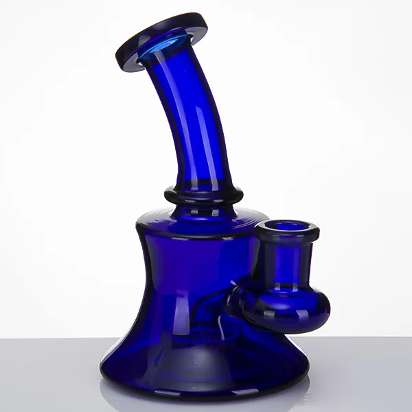 Gancio tubi in vetro colorato Tubi l'acqua in vetro Pettine femmina da 14 mm Perc blu Mini tubo cera Impianti petroliferi piccolo gorgogliatore Narghilè bicchiere 942