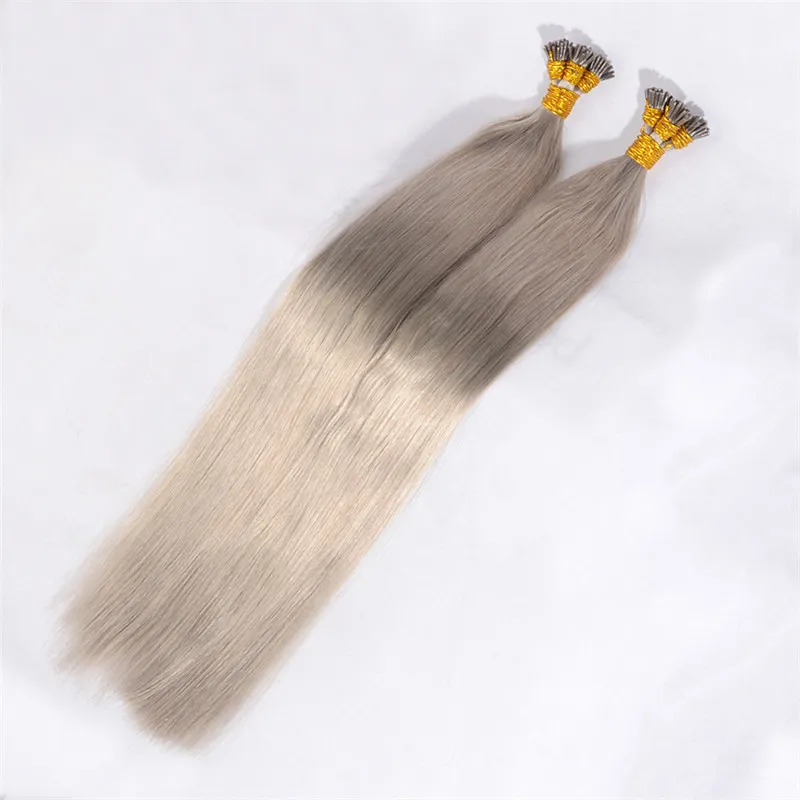 200g 1gr strands Double Drawn Stick I Tip Hair Gray Color Human Hair Extensions Keratin