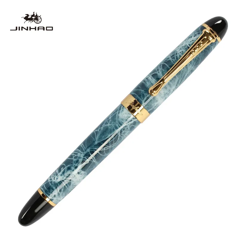 유명 브랜드 펜 jinhao X450 고급 만년필 레드 아이스 대리석 그레이 크랙 다채로운 penna 온라인 상점 무료 배송 비즈니스 선물 펜