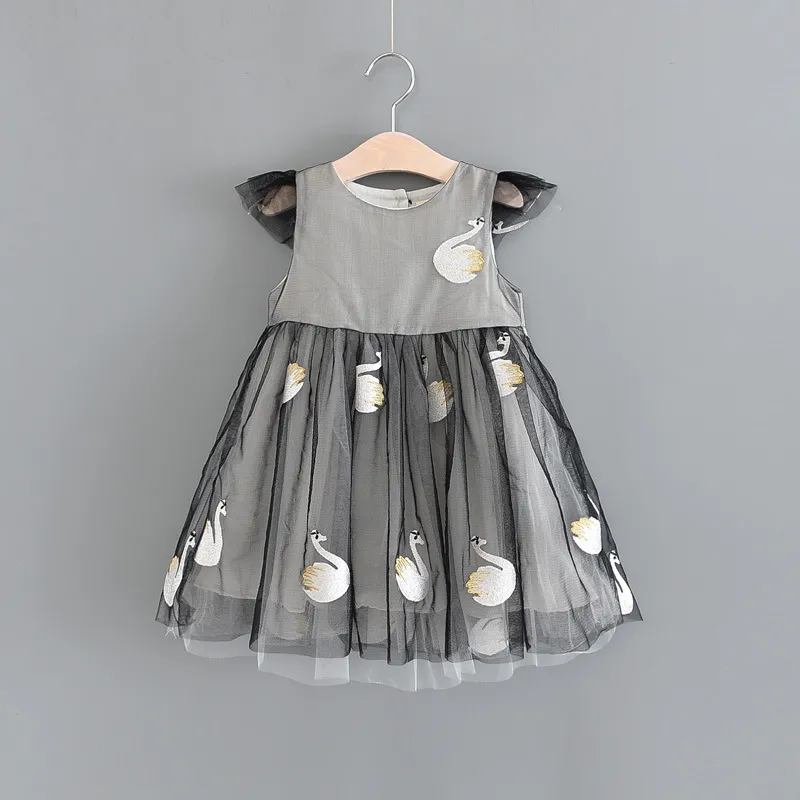 Kinder Kleider 2018 Sommer Stickerei Schwan Design Baby Kleid Prinzessin Party Kleid Baby Mädchen Kleidung Niedliche Mädchen Kleider Kleinkind Mädchen Kleidung