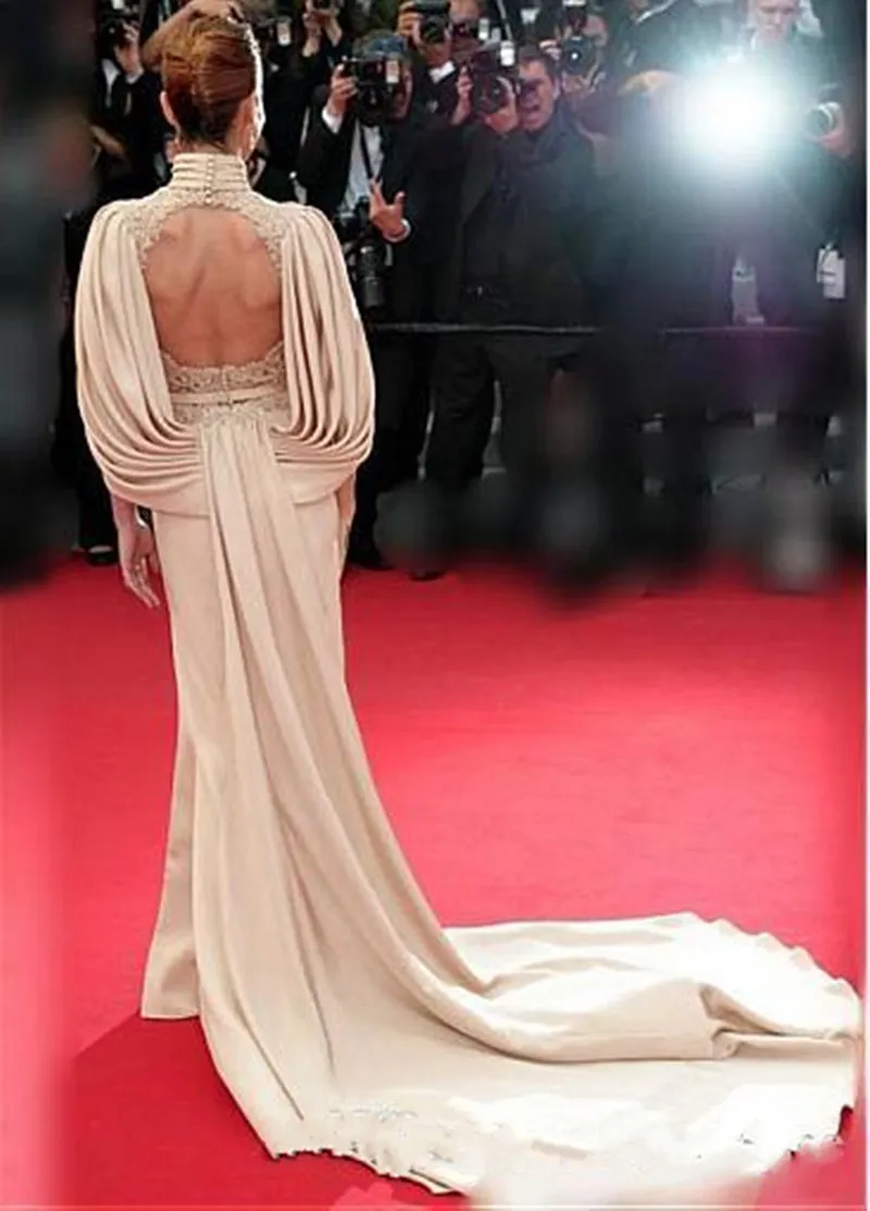 2020 Oscar Hot Red Carpet Celebrity Abendkleider Etuikleid Stehkragen Illusion Spitze Appliziert High Split Formelle Partykleider Schlüsselloch Rückenfrei