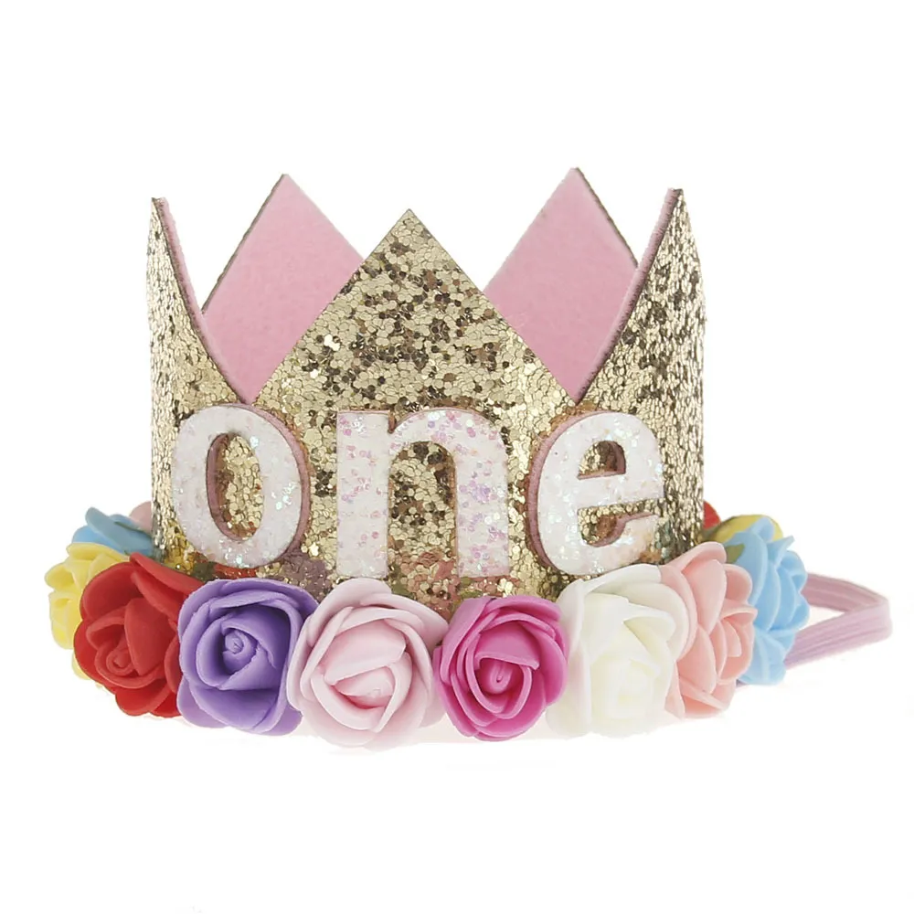 Chapeaux de fête d'anniversaire pour bébés filles, avec bandeau, princesse reine, couronne, bandeau élastique, couvre-chef, cadeaux d'anniversaire pour enfants