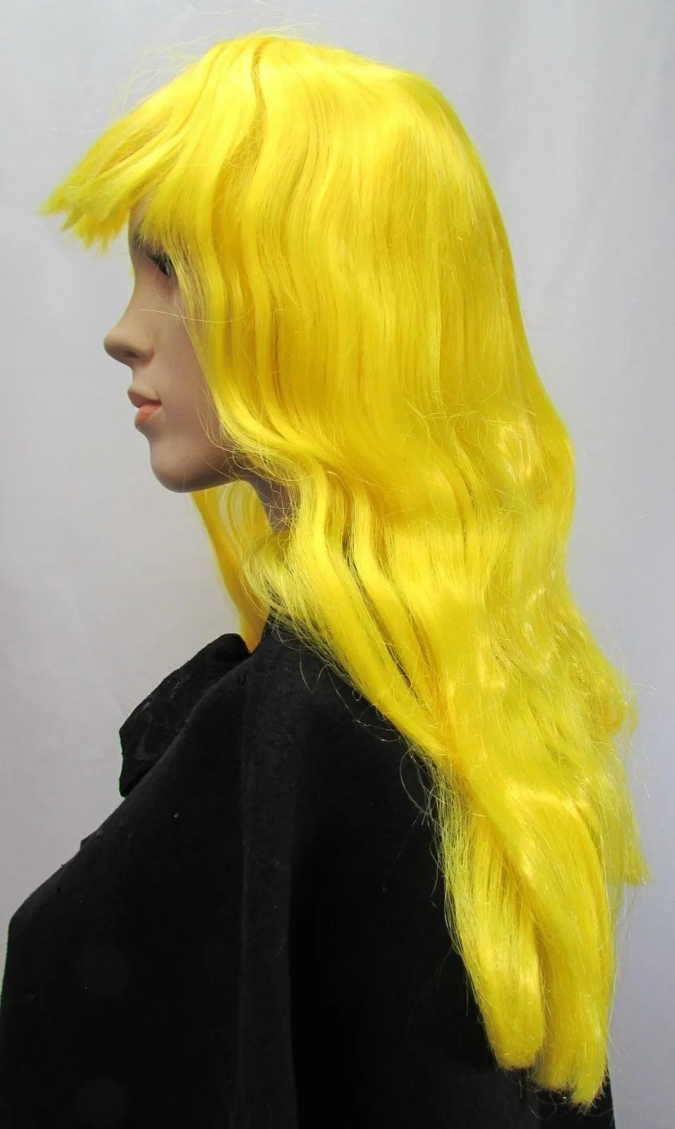 素晴らしい黄色の波状の長い女性髪のかつら