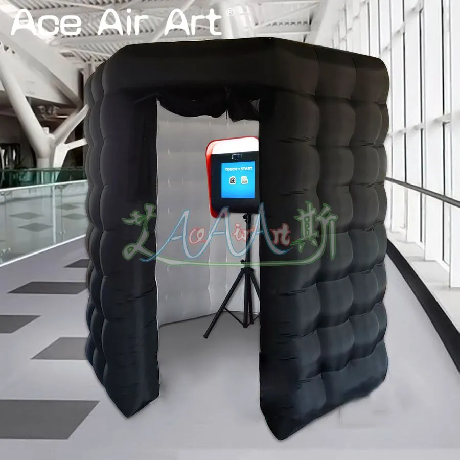 Inflatable Photo Booth Tent: Black & White Octagon LED Booth For Events ...