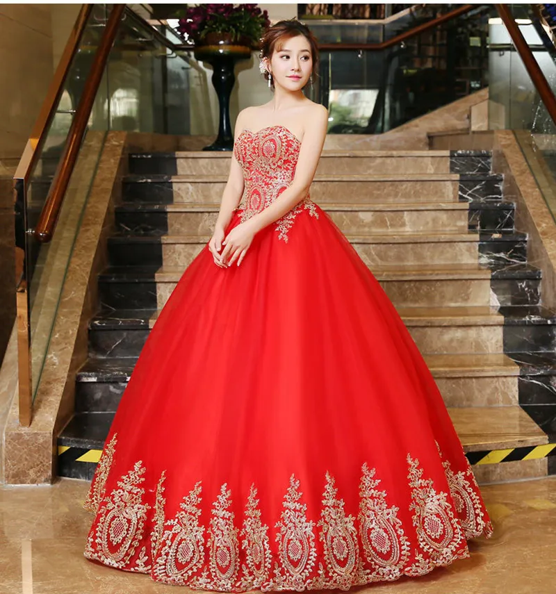 2017 nuevos apliques de encaje rojo vestido de fiesta vestidos de novia con encaje hasta tul vestidos de novia de talla grande Vestido De Novia BW10
