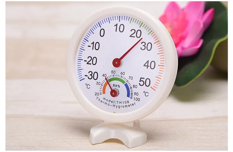도매 원형 모양 미니 화이트 실내 옥외 아날로그 섭씨 다이얼 온도계 습도계 온도 습도 측정기 wen6755
