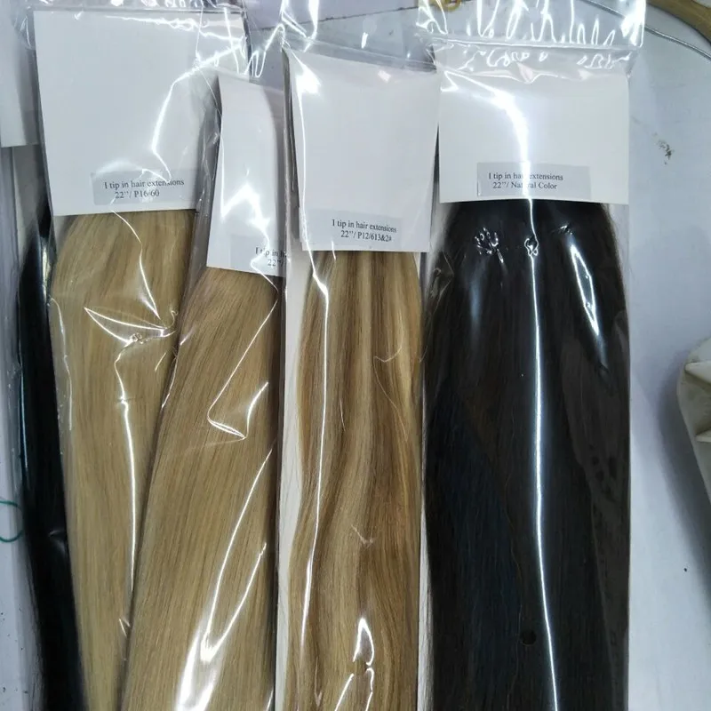 İnsan Saç Uzantıları 12-24 "200strants Lot Keratin Stick Brezilya Saç Uzatma Remy 1 gram Strand Düz Dalga