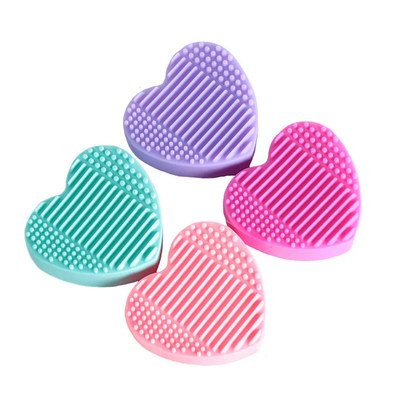 Escova de Silicone em forma de Coração Limpa Luva Scrubber Board Oco Out Escova de Maquiagem Titular Cosméticos Lavagem Ferramentas de Limpeza