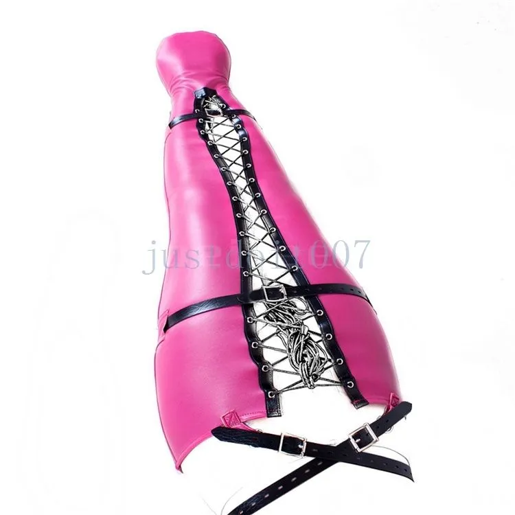 Bondage New Leather Legs Restraint Sleeve Binder Body harness Mermaid Straitjacket Costume #R98