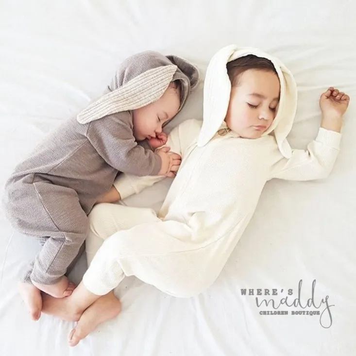 Meninos recém-nascidos meninas bebê macacão orelhas de coelho recém-nascido onesies vestuário zíper com capuz toddler romper bodysuit boutique jumpsuits roupas