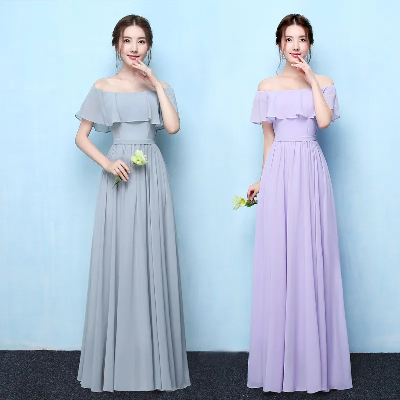 Off Shoulder Chiffon Bohemian Bridesmaid Dresses In Stock 2019 Fashion