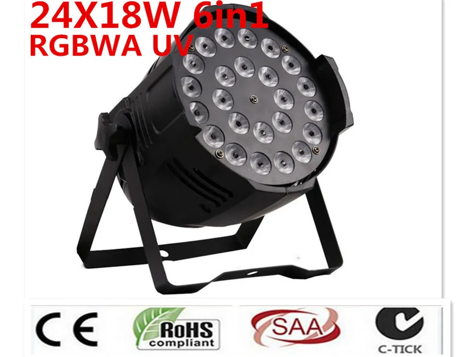 24x18 W RGBWA + UV 6in1 DMX LED Par LED de Lujo los dere dj illuminazione 6in1 rgbwa uv llevo luz de la igualdad DJ dmx luz
