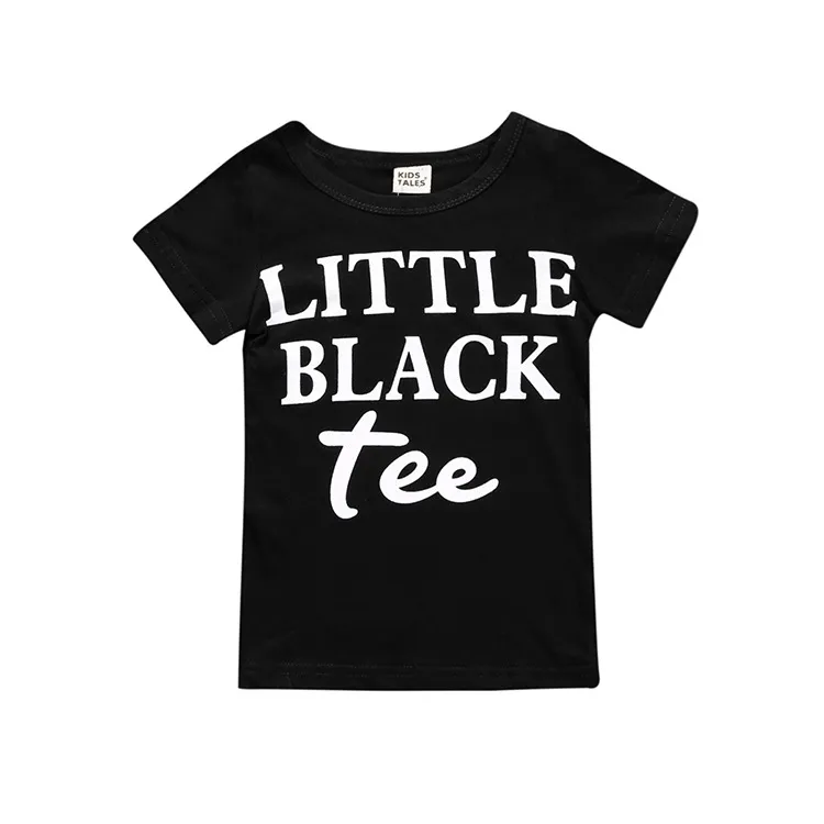 Vêtements pour bébés filles 2018 Ensembles de vêtements pour filles d'été Lettre T-shirt noir Tee + Short en jean Ensembles de vêtements pour enfants Vêtements pour enfants 1-6 ans