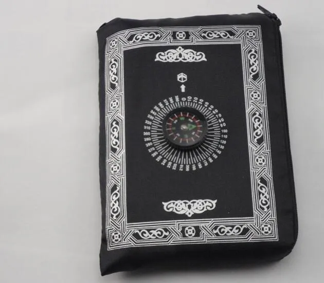 Tragbare 100 x 60 cm islamische Reise-Taschen-Gebetsmatte mit Kompass, muslimischer Gebetsbodenteppich, faltbare Matten, Teppiche, 5 Farben