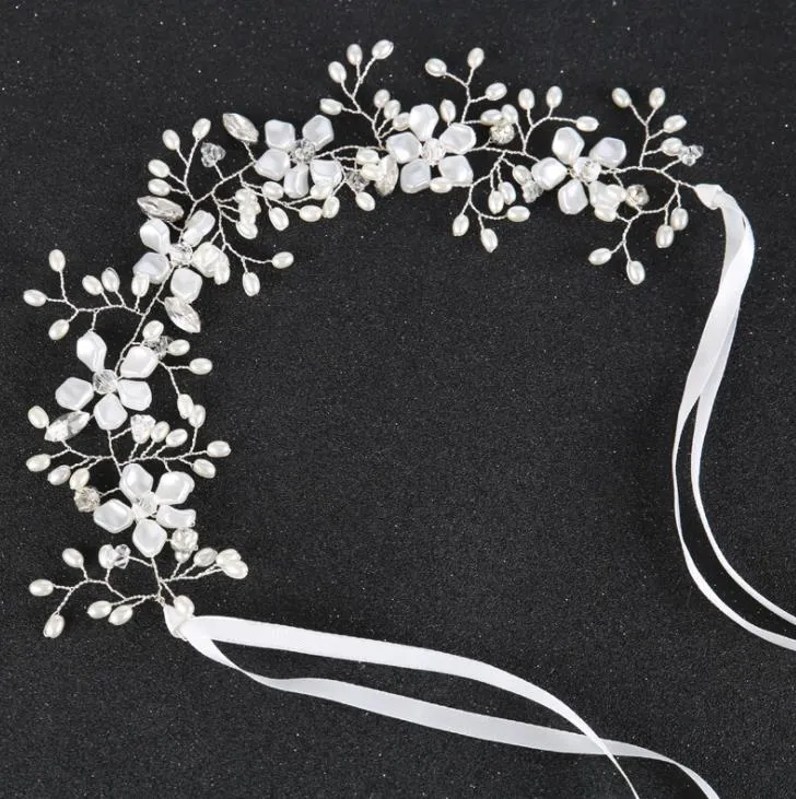 Pearl head with high-end white copper wire band hair band banquet hair accessories