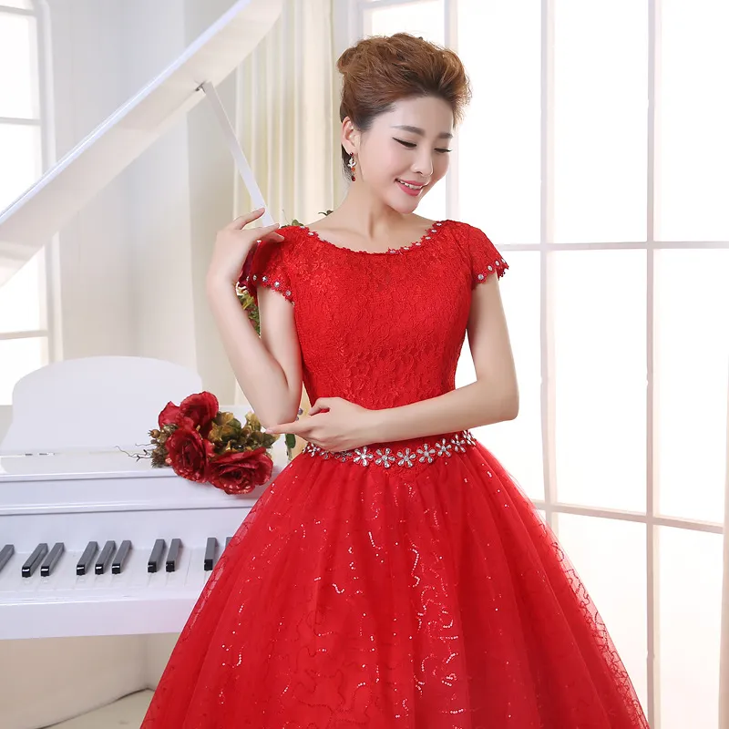 Ny koreansk stil bröllop brudklänningar dubbla axlar snör upp stor storlek bröllopsklänning vestido casamento