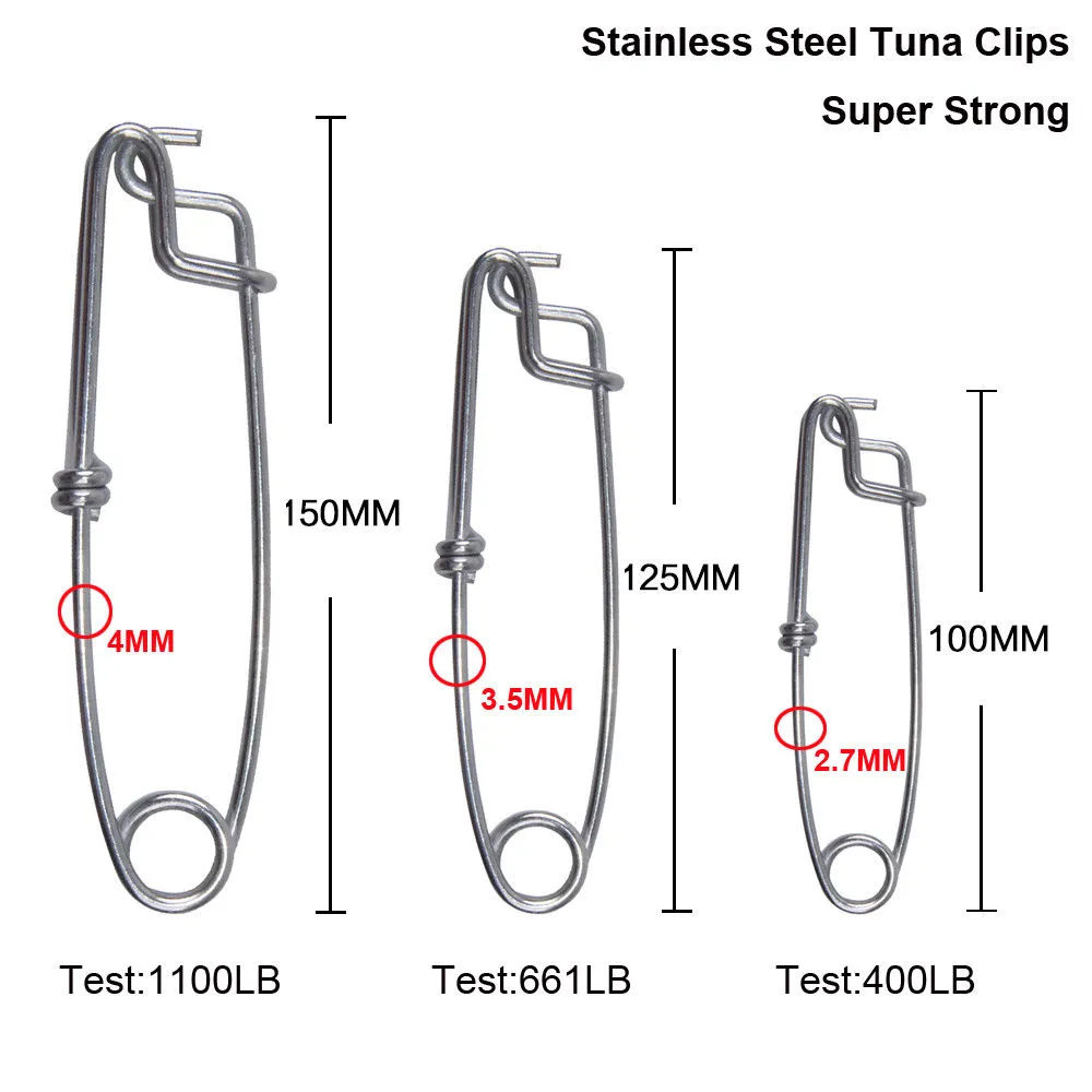 Shaddock 10Pcs Long Line Fishing Tuna Clips Stainless Steel Clip