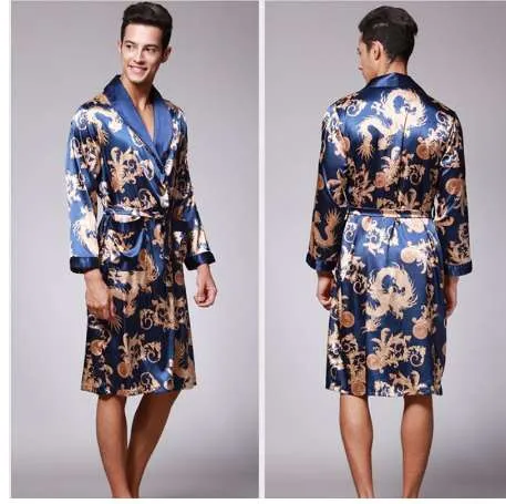 Mens silk sale robe