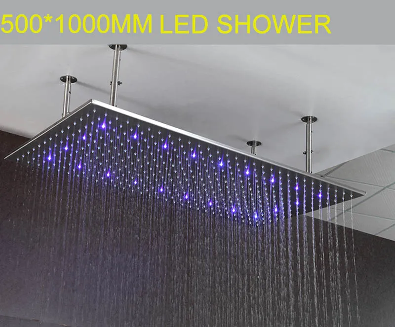 Led Shower Head 500*1000mm Rectangular Hydro Power Led Light Rain