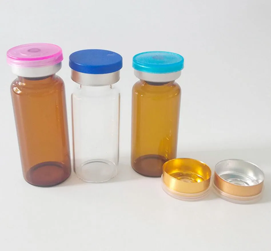 10 ml bernsteinfarbene, klare, leere Glasfläschchen, Injektionsflaschen, Gläser, Behälter mit Silikon-Butyl-Stopfen, Flip-Off-Kappe LX1206
