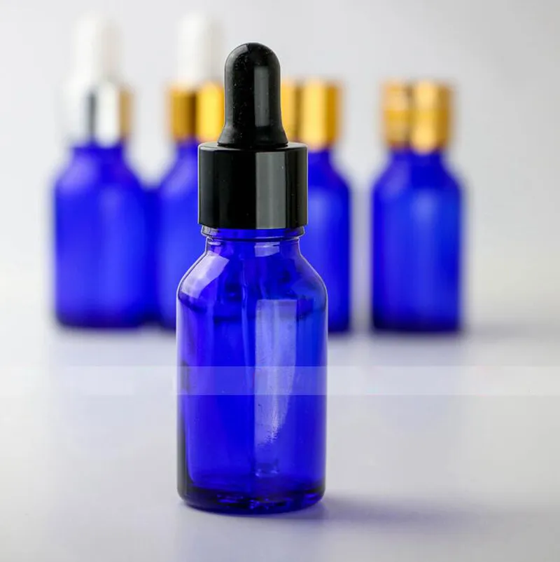 Contenitore cosmetici bottiglie di vetro blu cobalto gratuito DHL Bottiglia di vetro blu vuota da 15 ml di alta qualità all'ingrosso