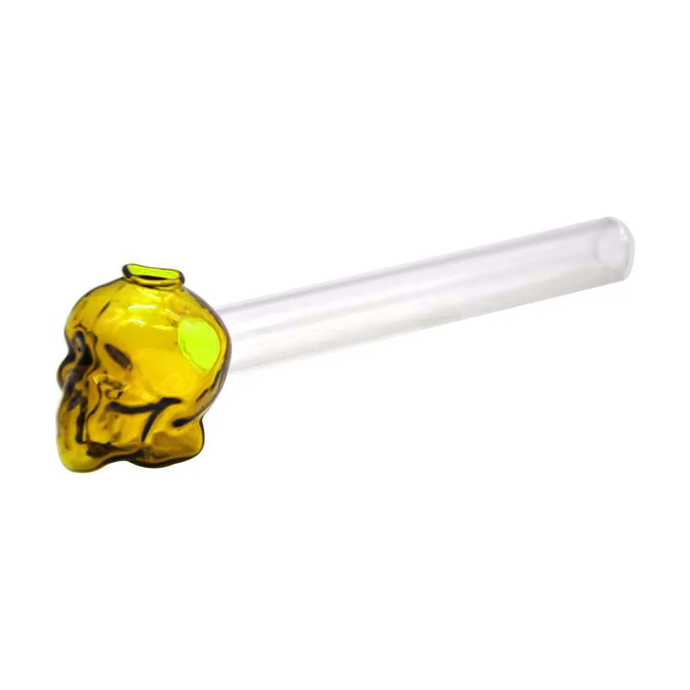 Skull Shape Glass Smoking Handle Pipe 126 MM Glass Oil Burner Pipes Tobacco Water Pipe Oil Rig Bong Dabber Tool