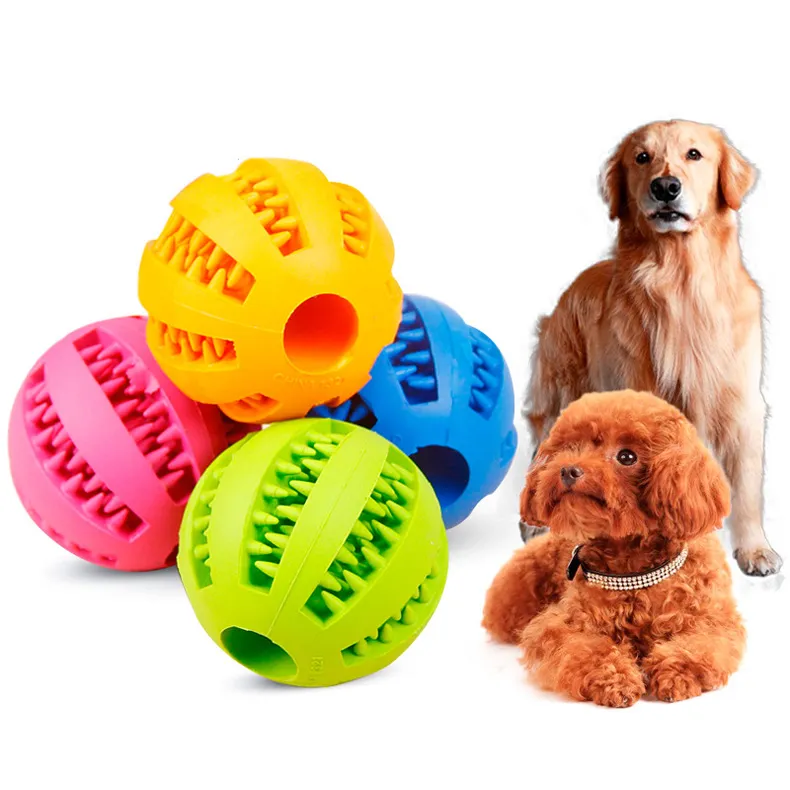 Natural Rubber Teeth Cleaning Ball And Hot Dog Dispenser Oral Toy For