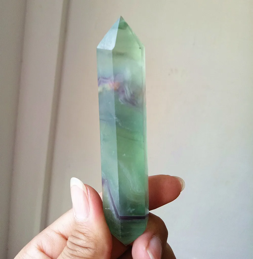 90G Natural Florite Quartz Wand Point Healing Double Arrow Crystal Points DIY Crafts Making Ornament Home Decor Gift