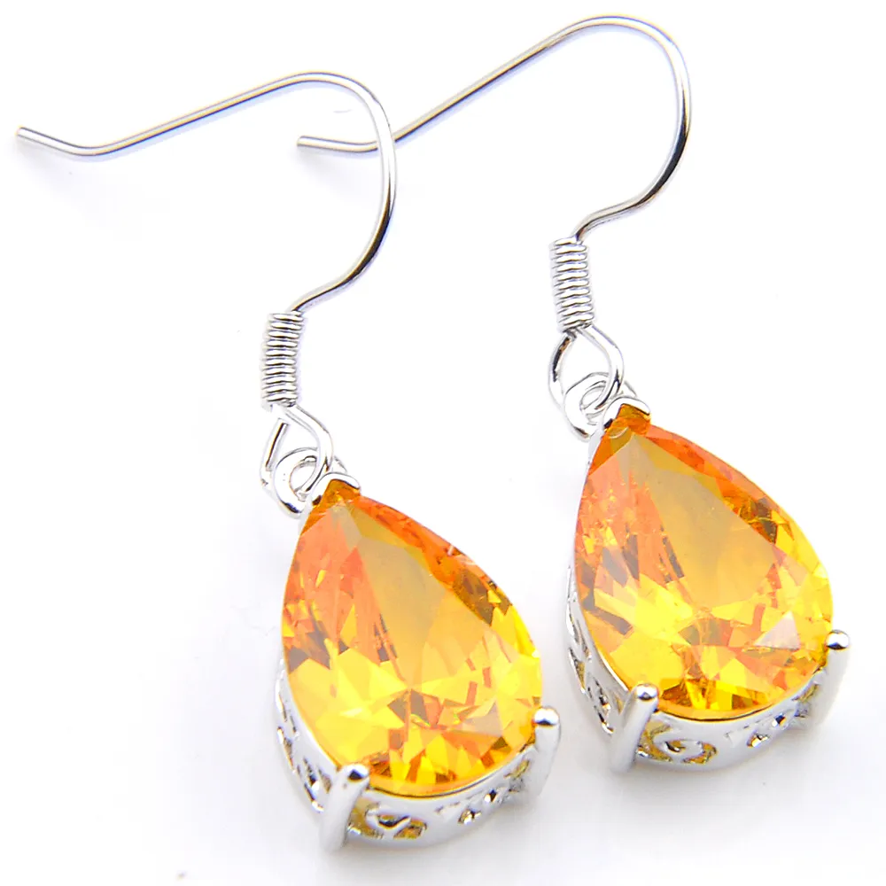 Livraison gratuite-mode brésilienne Citrine cristal 925 ruban bijoux boucle d'oreille charme prix usine E0496