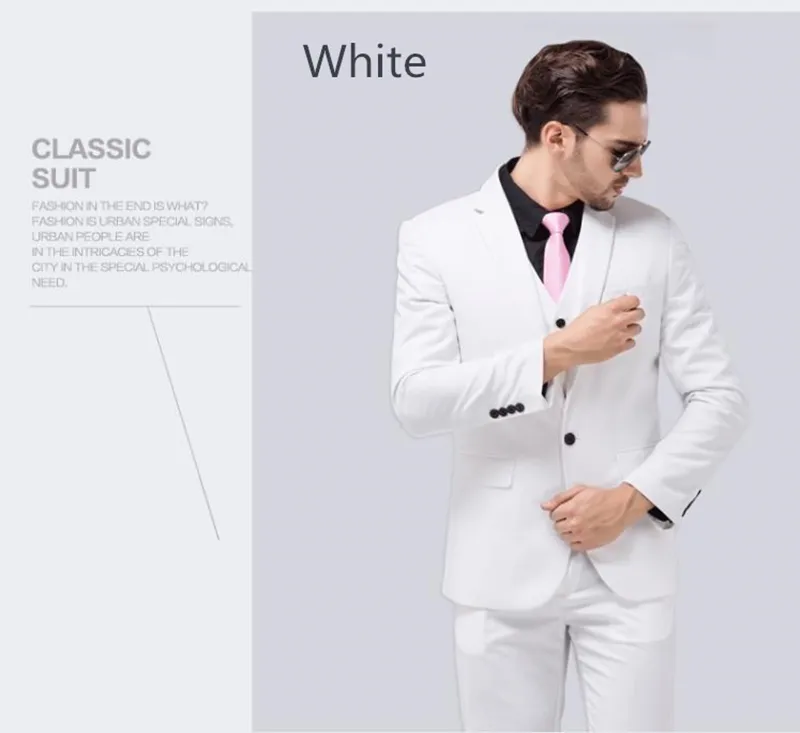 Custom Made Mens White Suit Jacket Pants Formal Dress Wedding Suits For
