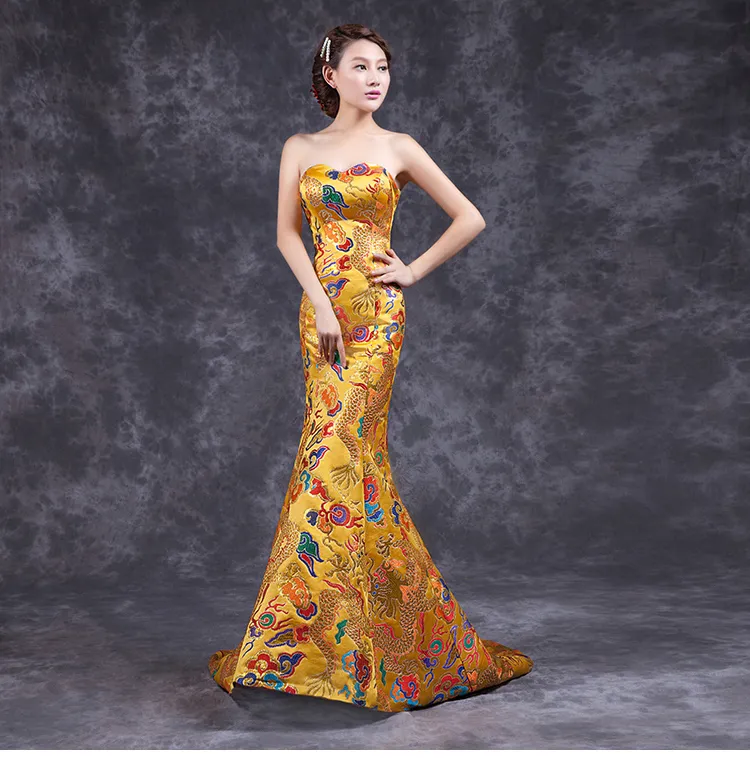 New Luxurious Purple Satin Phoenix Chinese Long Dress Cheongsam Qipao  lcdress56 | eBay