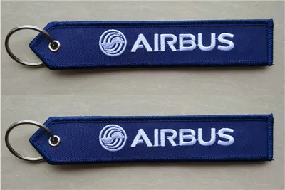 Porte-clés brodé en tissu avec Logo Airbus, 13x2.8cm, lot de 100 pièces