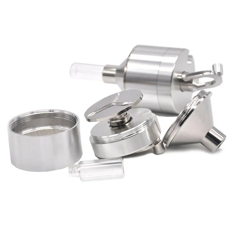 Aluminium metalen kruidmolen 44mm 55mm Crusher Muller Mills Presser met trechter voor Spice Tobacco Vaporizer Hand Crank