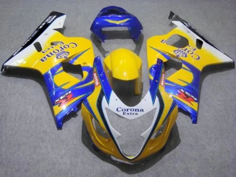 Wysokiej jakości Zestaw Faring dla Suzuki GSXR600 GSXR750 04 05 K4 Aftermarket GSX-R600 / 750 2004 2005 Blue Yellow White Wishings Set ER62