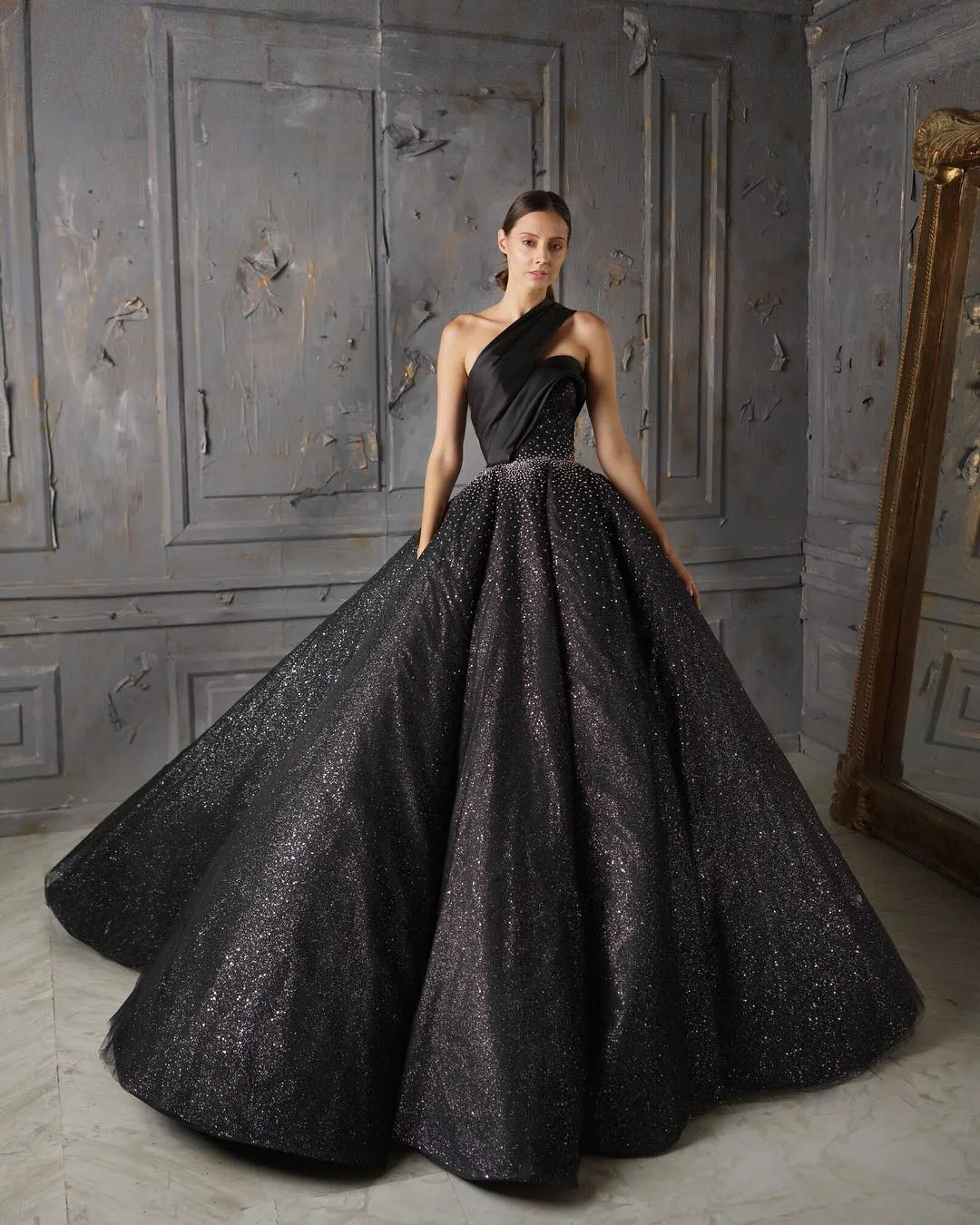 black ball gown prom dress