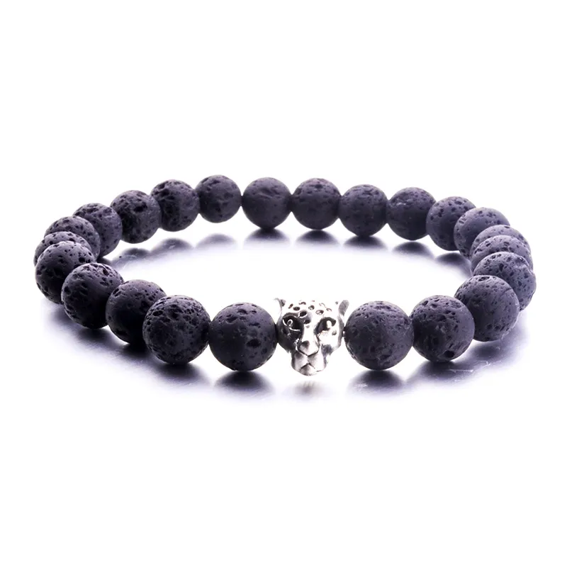 Mixte Styles 8mm Naturel Noir Pierre De Lave Perles Hibou Bracelet DIY Parfum Huile Essentielle Diffuseur Bracelet pour les femmes Yoga Bijoux