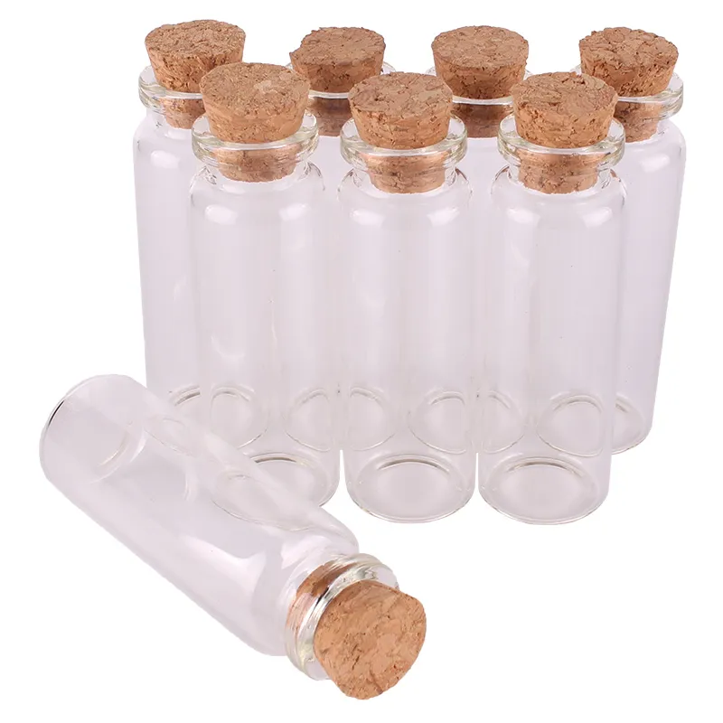 50st 15ml Storlek 22 * ​​65 * 12.5mm Mini Glass Parfym Spice Flaskor Tiny Jars Flaskor med Cork Stopper Hängande Hantverk Bröllopsgåva