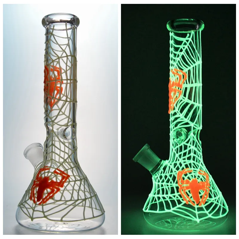 Beaker bong Hookahs Straight Tube Dab rigs Glow in the Dark Water Pipes UV Bongs Glass Bongs Glows Oil rig GID01