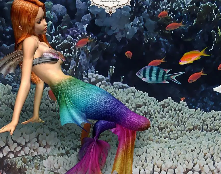 Podłoga 3D do salonu i sypialni Podwodna World Mermaid Floor Tapeta Dla Dzieci