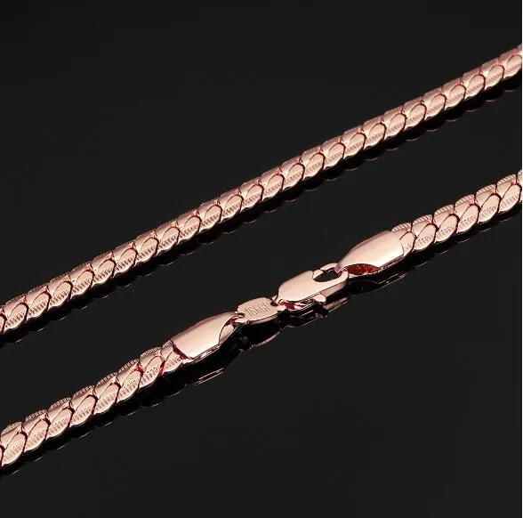 6 mm1832 inch Luxury mens womens Jewelry 18KGP Rose Gold plated chain necklace for men women chains Necklaces accessories hip ho6178593