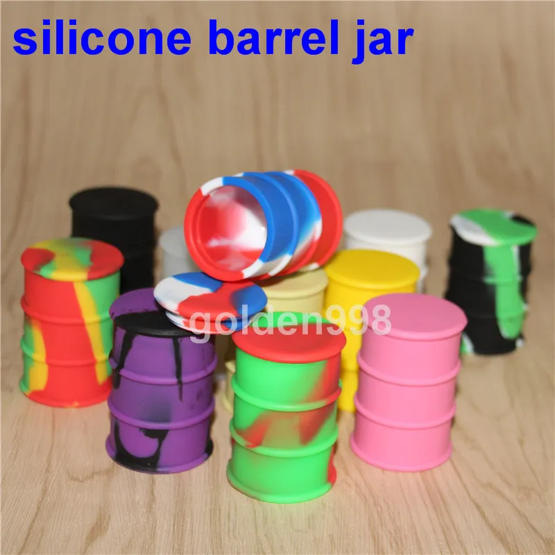 26ml Gıda Sınıfı Silikon Yağ Varil Konteyner Kavanozları DAB Balmumu Buharlaştırıcı Yağ Kauçuk Tambur Şekli Kap Silicon Kuru bitki Dabber Box8808188