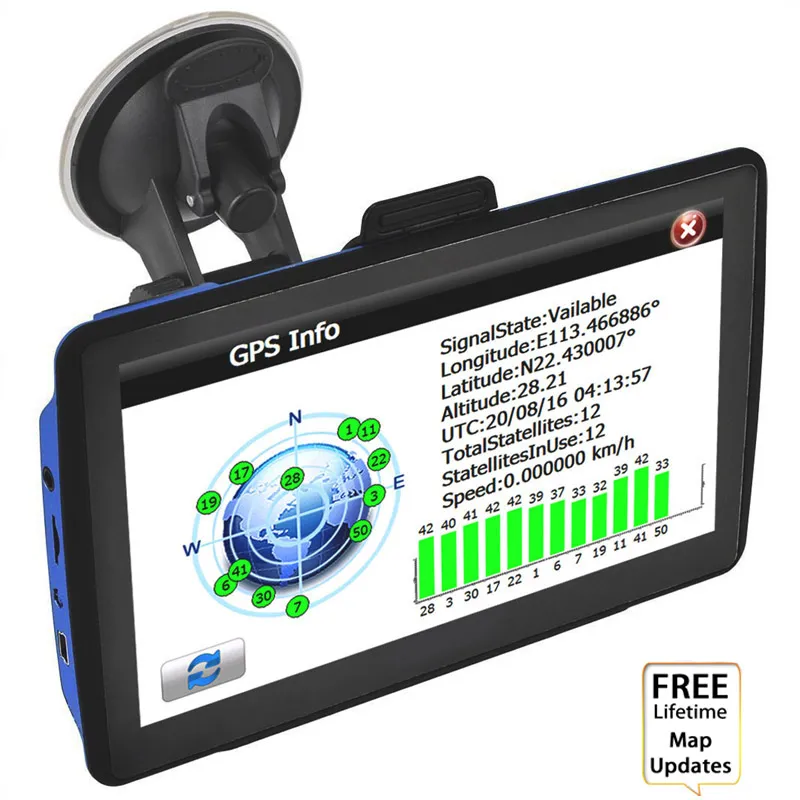 7 tums bil GPS -navigering Bluetooth Handsfree Call Avin Truck Navigator HD Pekskärm 800*480 MP4 FM 8GB 3D -kartor