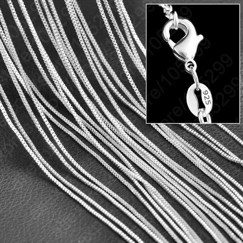 whole 100pcs 1 4mm 925 sterling silver necklace box link chains jewelry 16 18 20 22 24 26 28 30 8 sizes choose296A